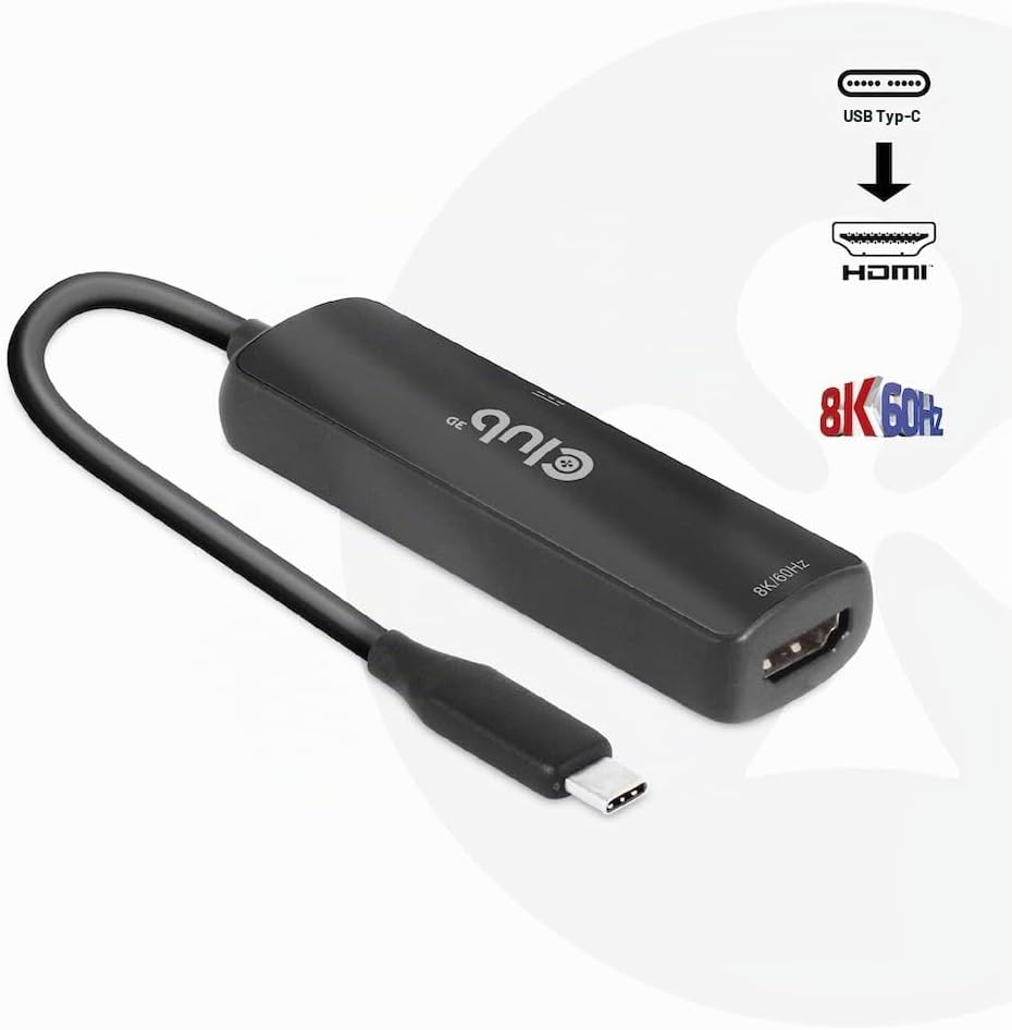 Club3D CAC-1588 USB Gen2 Typ-C zu HDMI™ 8K60Hz oder 4K120Hz HDR10, DSC1.2, Power Delivery 3.0 Activ