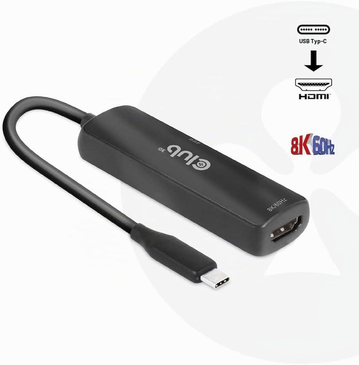 Club3D CAC-1588 USB Gen2 Typ-C zu HDMI™ 8K60Hz oder 4K120Hz HDR10, DSC1.2, Power Delivery 3.0 Activ
