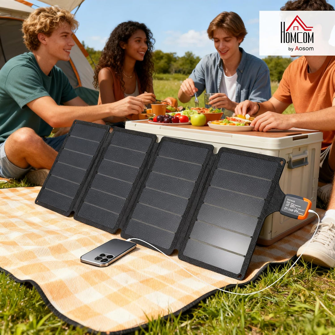 HOMCOM Faltbares Solarpanel 36W 13,2V Tragbares Outdoor Solarladegerät mit USB-A, Typ-C Tragetasche