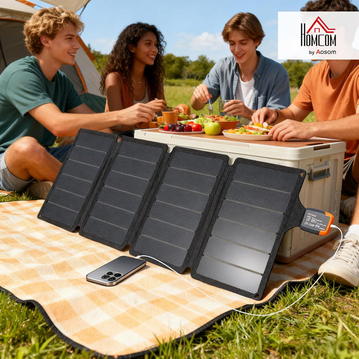 HOMCOM Faltbares Solarpanel 36W 13,2V Tragbares Outdoor Solarladegerät mit USB-A, Typ-C Tragetasche