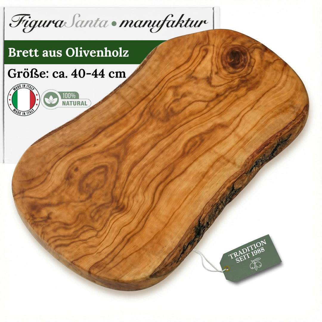 Figura Santa - 4 Olivenholzbretter ORGANIC - Servierbrett Holzbrett Schneidebrett Frühstücksbrett, f
