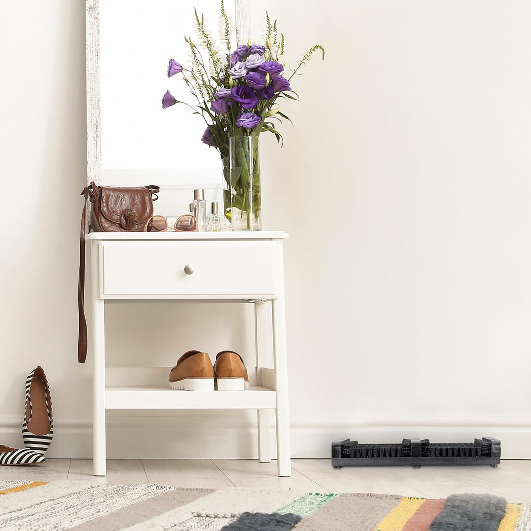 Relaxdays Schuhabstreifer, rutschfester Boden, kräftige PP-Borsten, Aussen- & Innenbereich, Holz, Sc