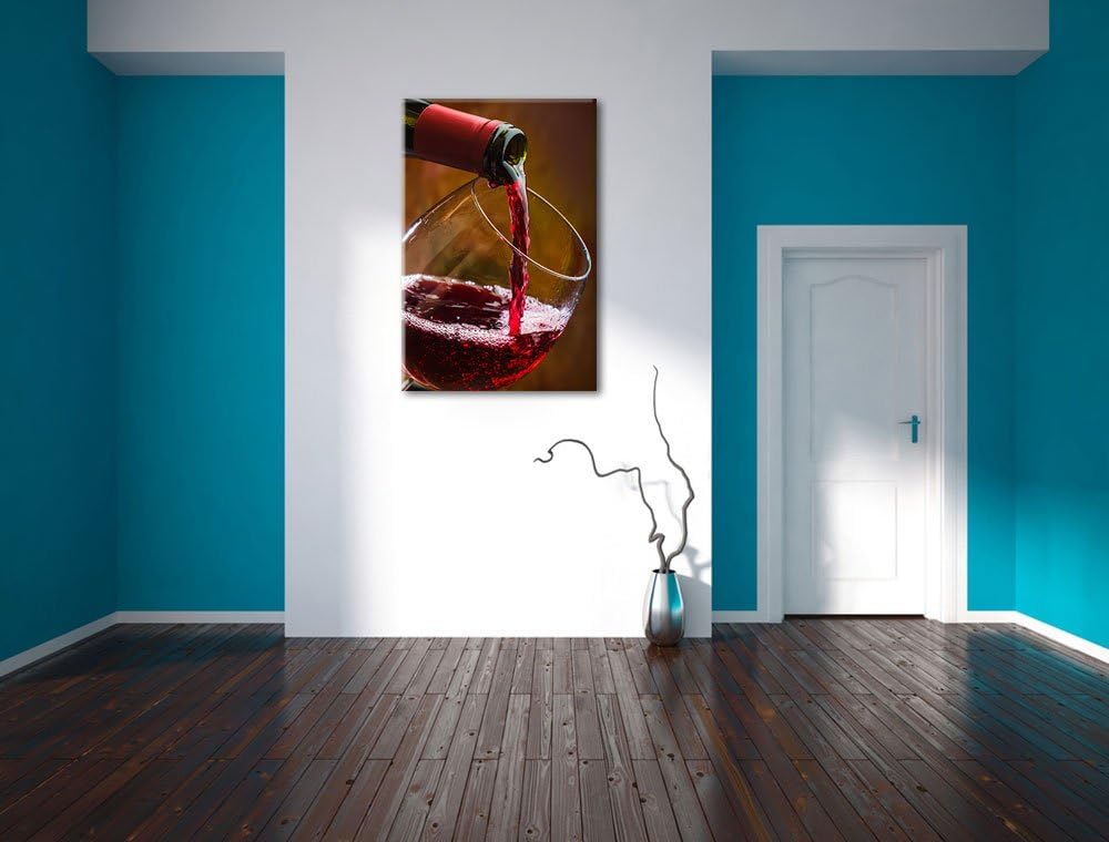 Pixxprint Edler Rotwein Format: 100x70 auf Leinwand, XXL riesige Bilder fertig gerahmt mit Keilrahme