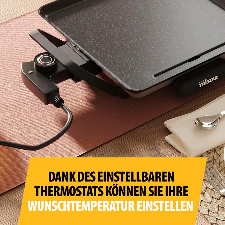 Tristar Tischgrill slim S - Eine Backfläche von 28 x 28 cm - Einstellbarer Thermostat - Antihaftbesc