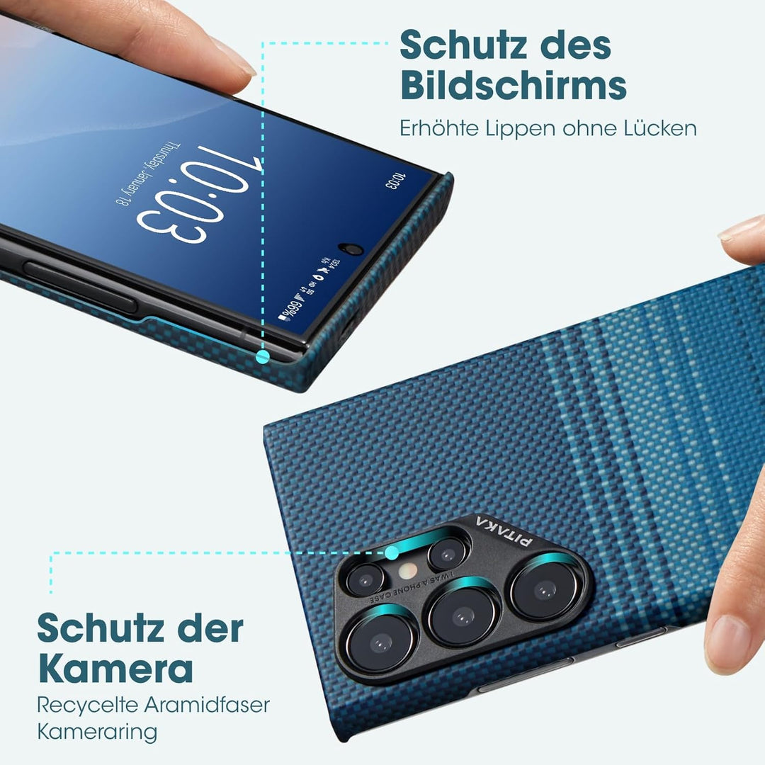 pitaka Hülle für Samsung Galaxy S24 Ultra aus 100% Aramidfaser Magnetische Handyhülle Ultradünne und