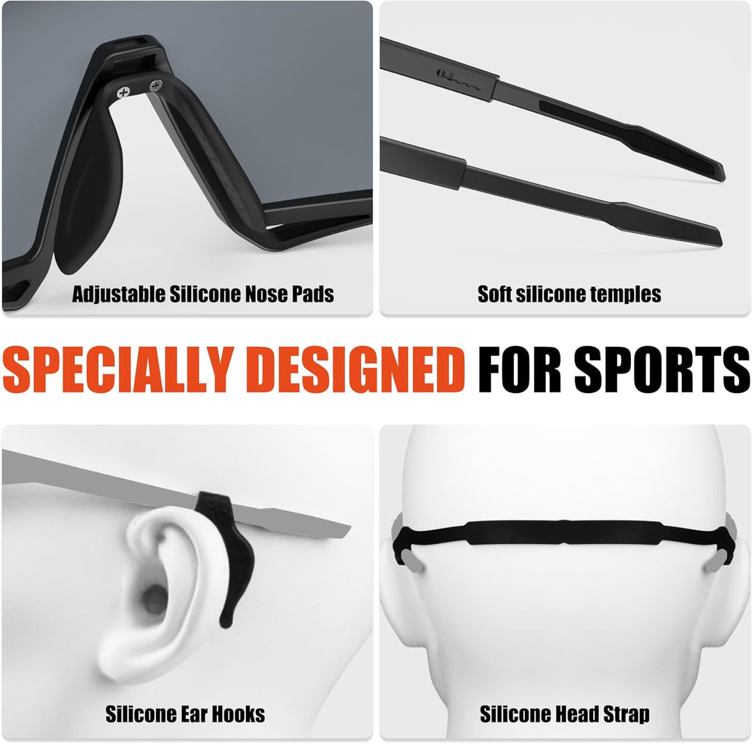 X-TIGER Fahrradbrille, UV400 mit 5 Wechselgläser,Herren Damen Sportbrille, Starker TR90 Frame,Outdoo