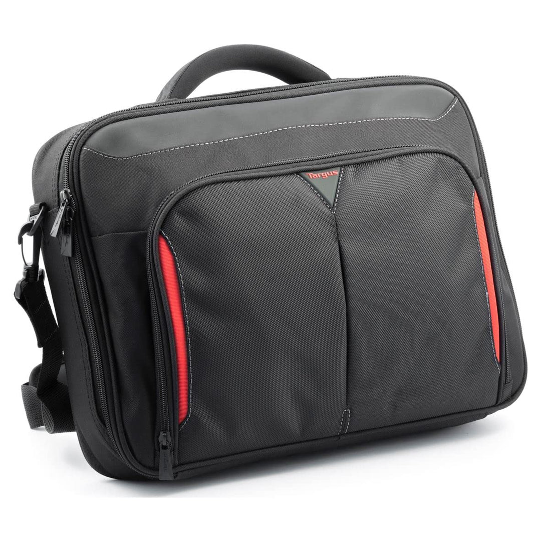 Targus Classic+ Clamshell Laptoptasche 15,6 Zoll, robuste Umhängetasche mit Sicherheitsriemen für No