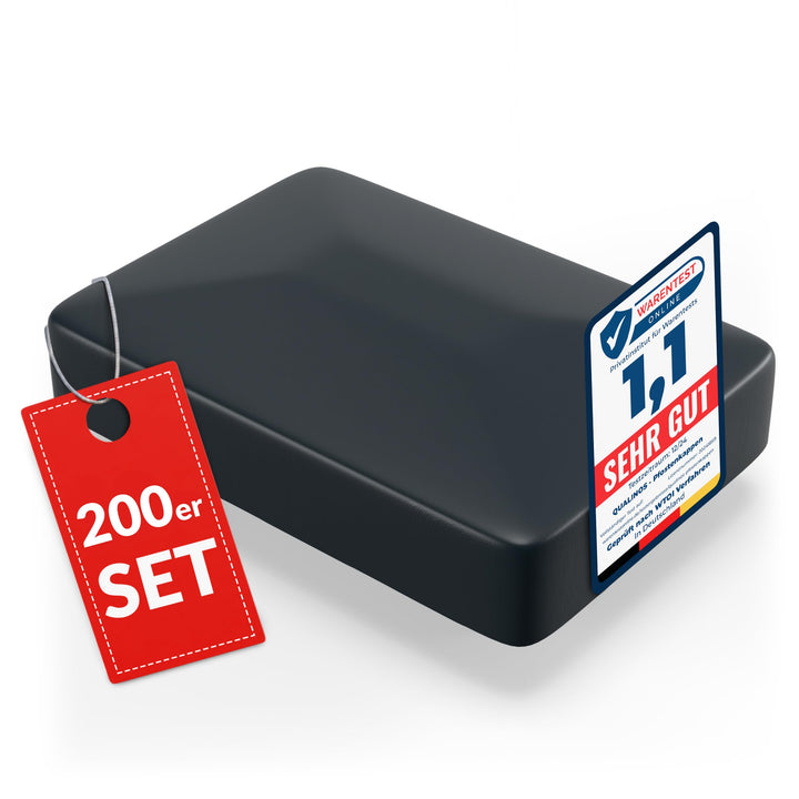 200x Zaunkappen Kunststoff 40x60mm mit Walmdach | Pfostenkappen für Doppelstabmattenzaun | Abdeckkap