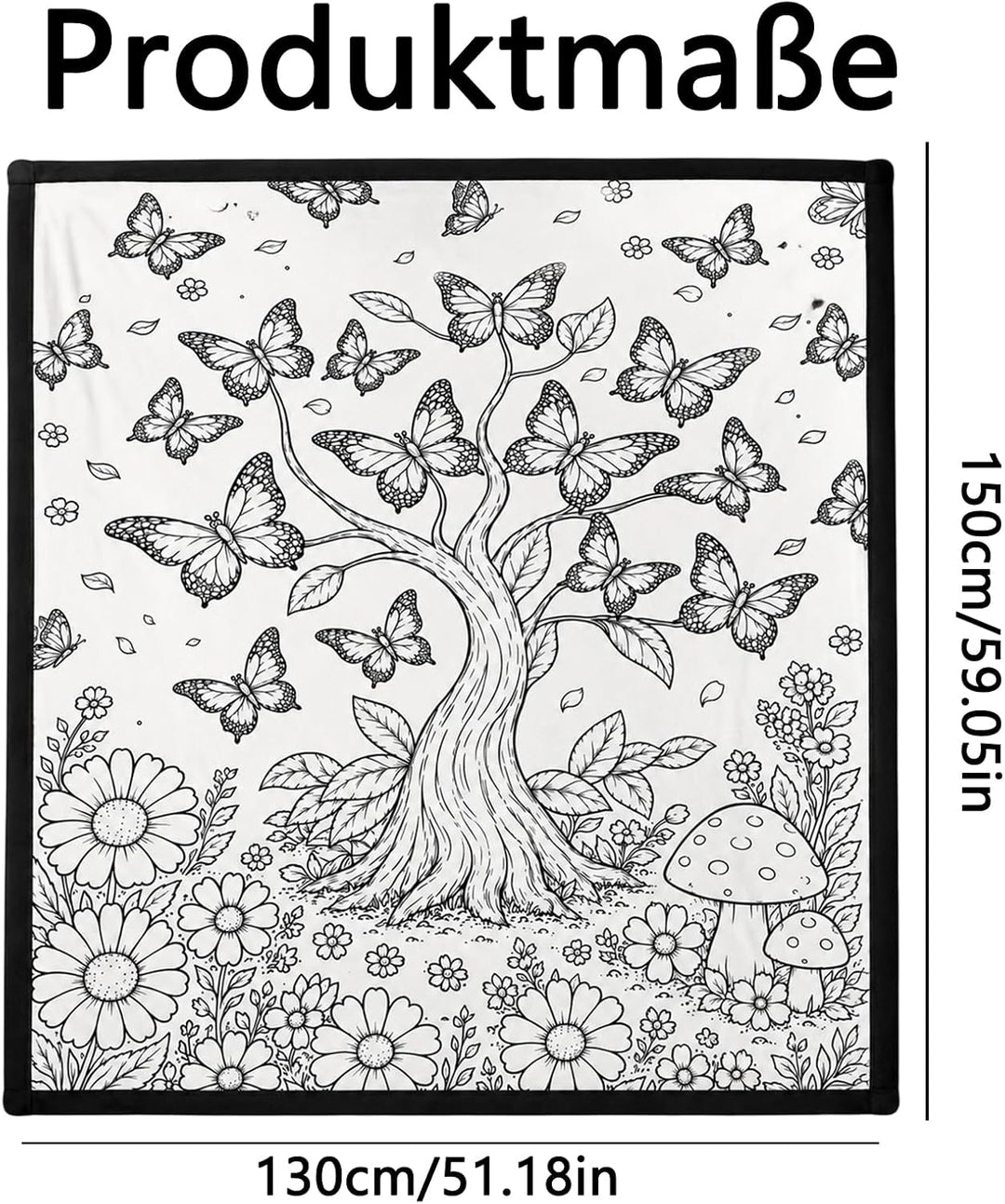 Lebensbaum Gekritzel Decke Zum Ausmalen, DIY Kritzel Kuscheldecke, Baum
