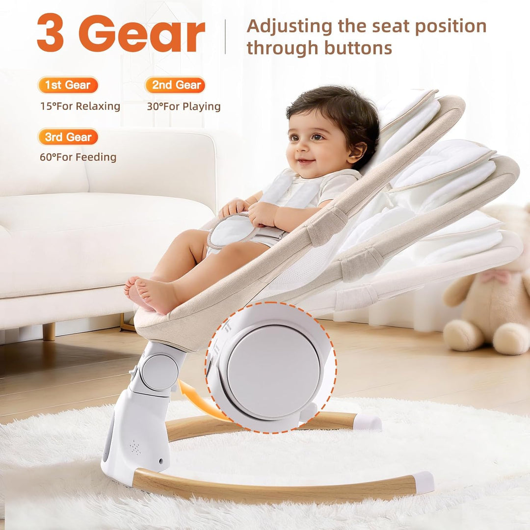 Babywippe Elektrisch, 0–6 Monate, max. 9 kg, Tragbares Neugeborenes Babyschaukel Indoor mit Bluetoot