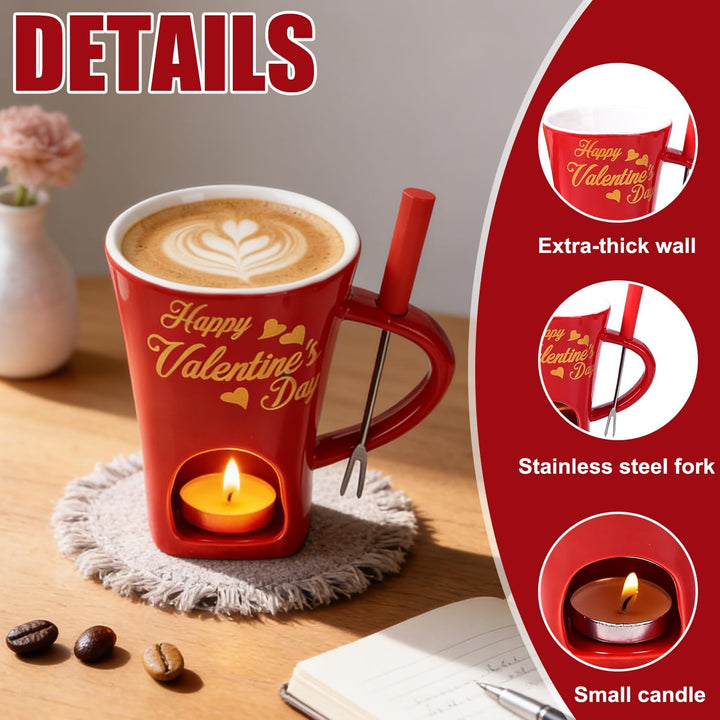 Schokoladen Fondue Becher Set, 200 ml Valentinstag Schokoladenfondue Becher, Schokofondue Tasse mit