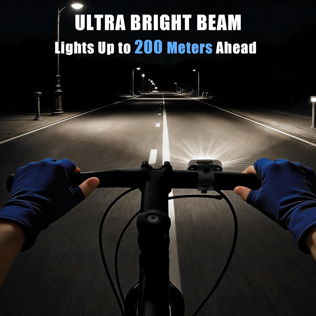 Fahrradlicht Set LED USB wiederaufladbar – Frontlicht 1000mAh & Rücklicht 320mAh, IP65 wasserdicht,