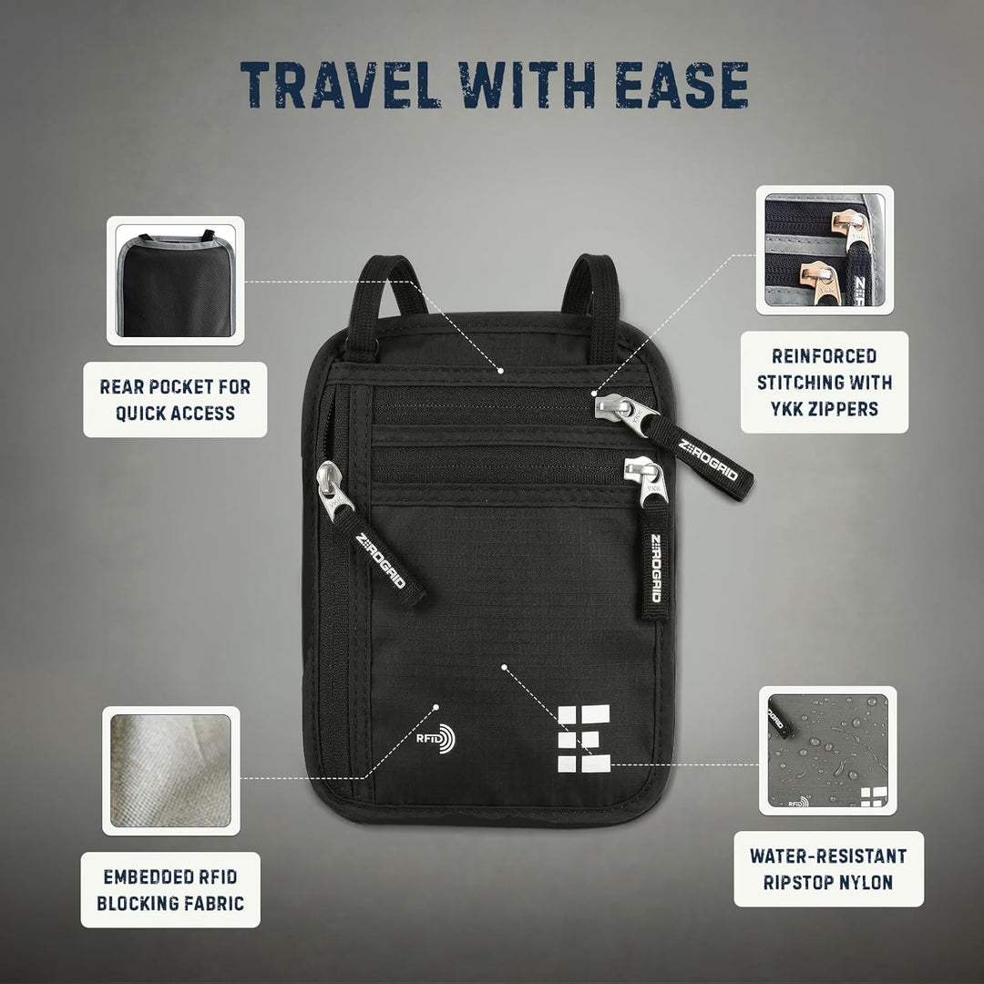 Brusttasche Brustbeutel mit RFID Blocker Reisegeldbeutel Reisedokumententasche EINWEG Einheitsgrösse