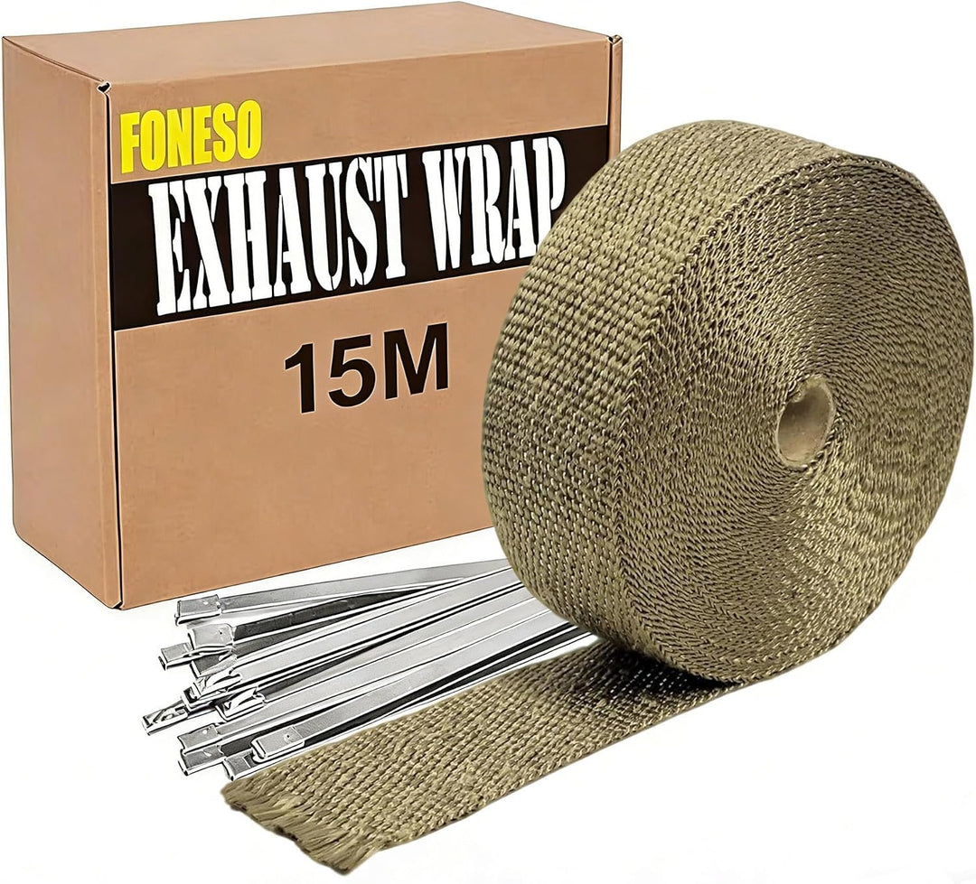 15M Hitzeschutzband Auspuff,Foneso auspuffband,Hitzeschutz Auspuff Bandage,Golden Hitzeschutzband mi