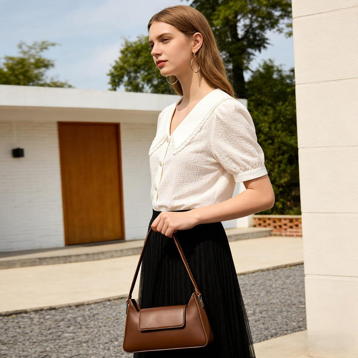 unisoul Elegante Kleine Damen Handtasche Hobo Bag Y2K Retro Schultertasche, PU Leder mit Reissversch
