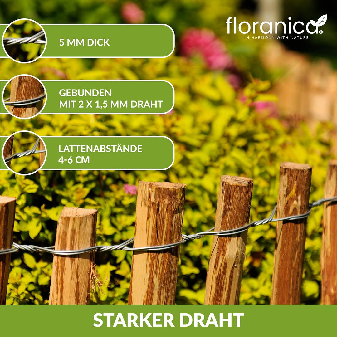 Floranica imprägnierter Gartenzaun Staketenzaun Haselnuss Hühnerzaun Lattenzaun Deko Holzzaun Beetza