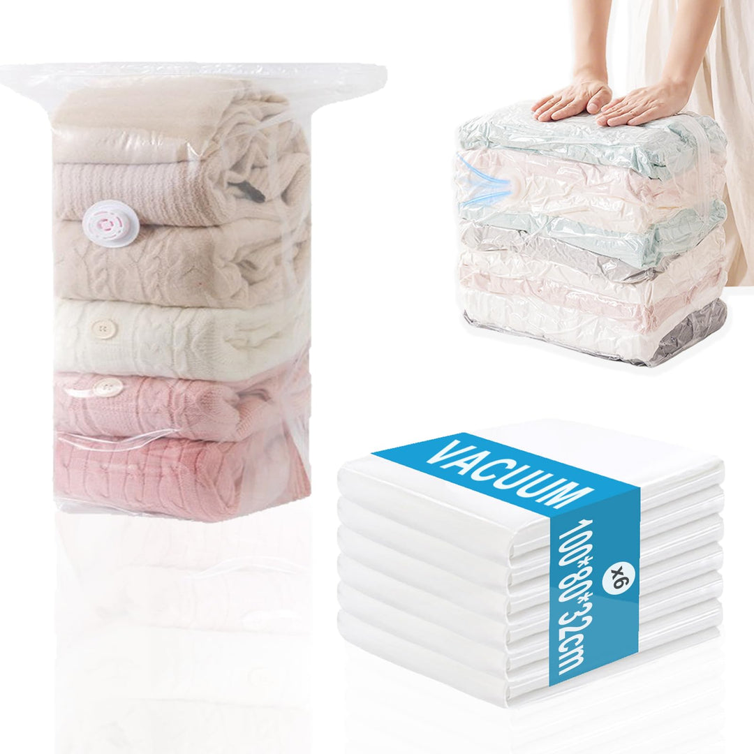 Vakuumbeutel für Kleidung Würfel,6 Pack Kleider Vakuumbeutel,100x80x32cm Extra Grosse Vakuum Aufbewa