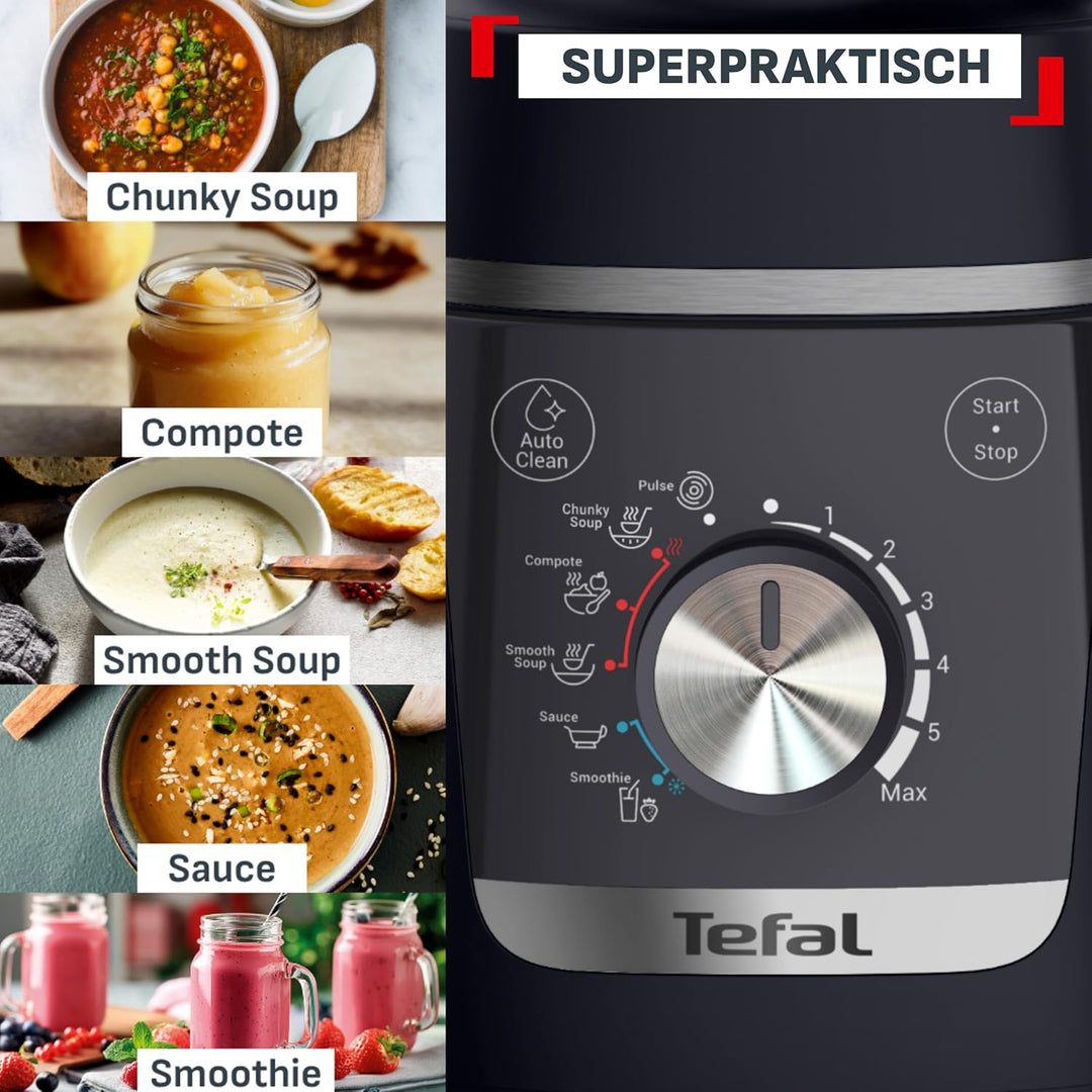 Tefal Blendforce Cook Standmixer mit Kochfunktion, 5 Automatikprogramme, für warme und kalte Speisen