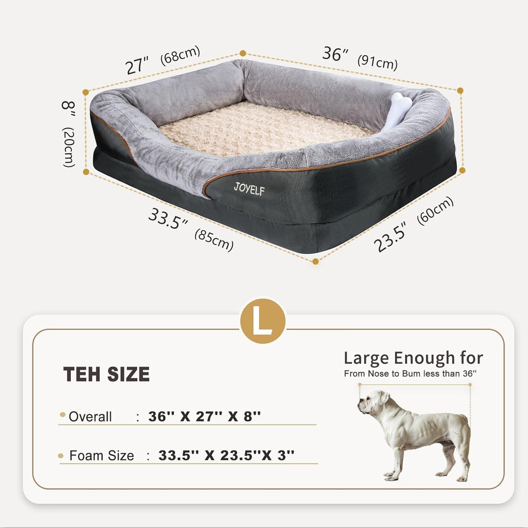 JOYELF Grosses Hundebett Memory Foam orthopädisches Hundebett & Hundesofa mit abnehmbarem waschbarem
