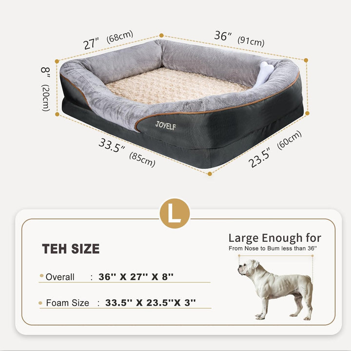 JOYELF Grosses Hundebett Memory Foam orthopädisches Hundebett & Hundesofa mit abnehmbarem waschbarem
