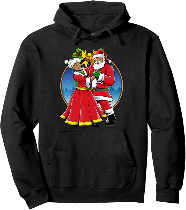 Tanzende schwarze Frau und Weihnachtsmann Weihnachten Paar Urlaub Pullover Hoodie