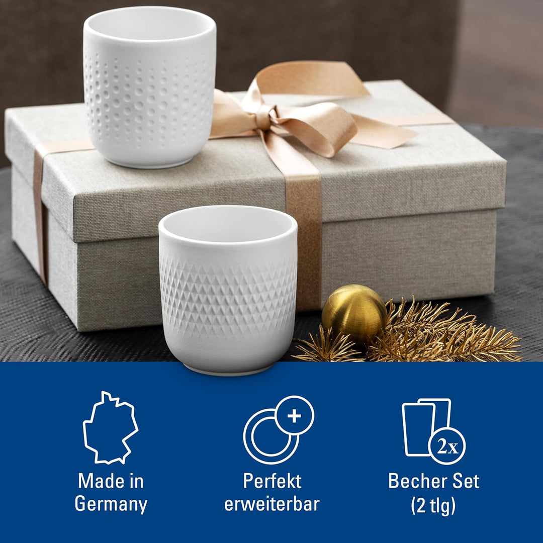 Villeroy & Boch – Manufacture Collier blanc Becher Set 2 teilig, Premium Porzellan Becher Set 2tlg W