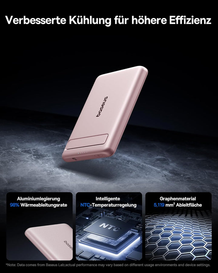 Baseus Mini MagSafe Powerbank 5000mAh Qi2-zertifiziertes mit Klappbarer Ständer, PD 20W Magnetische