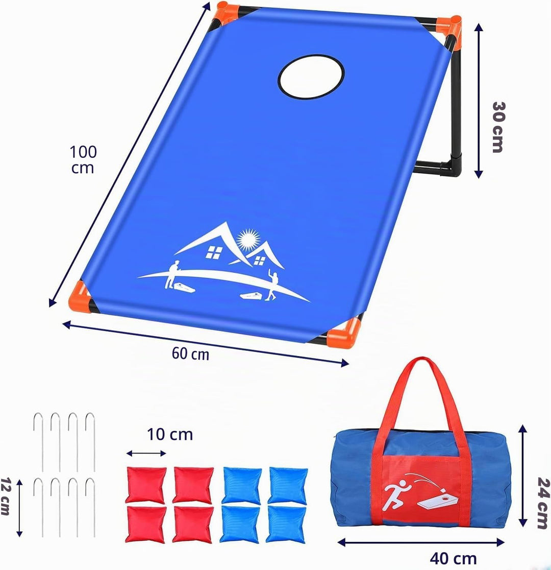 Tragbar Cornhole Spiel Outdoor Cornhole Säckchen mit PVC gerahmt, 8 Bohnensäcke und Tragetasche für