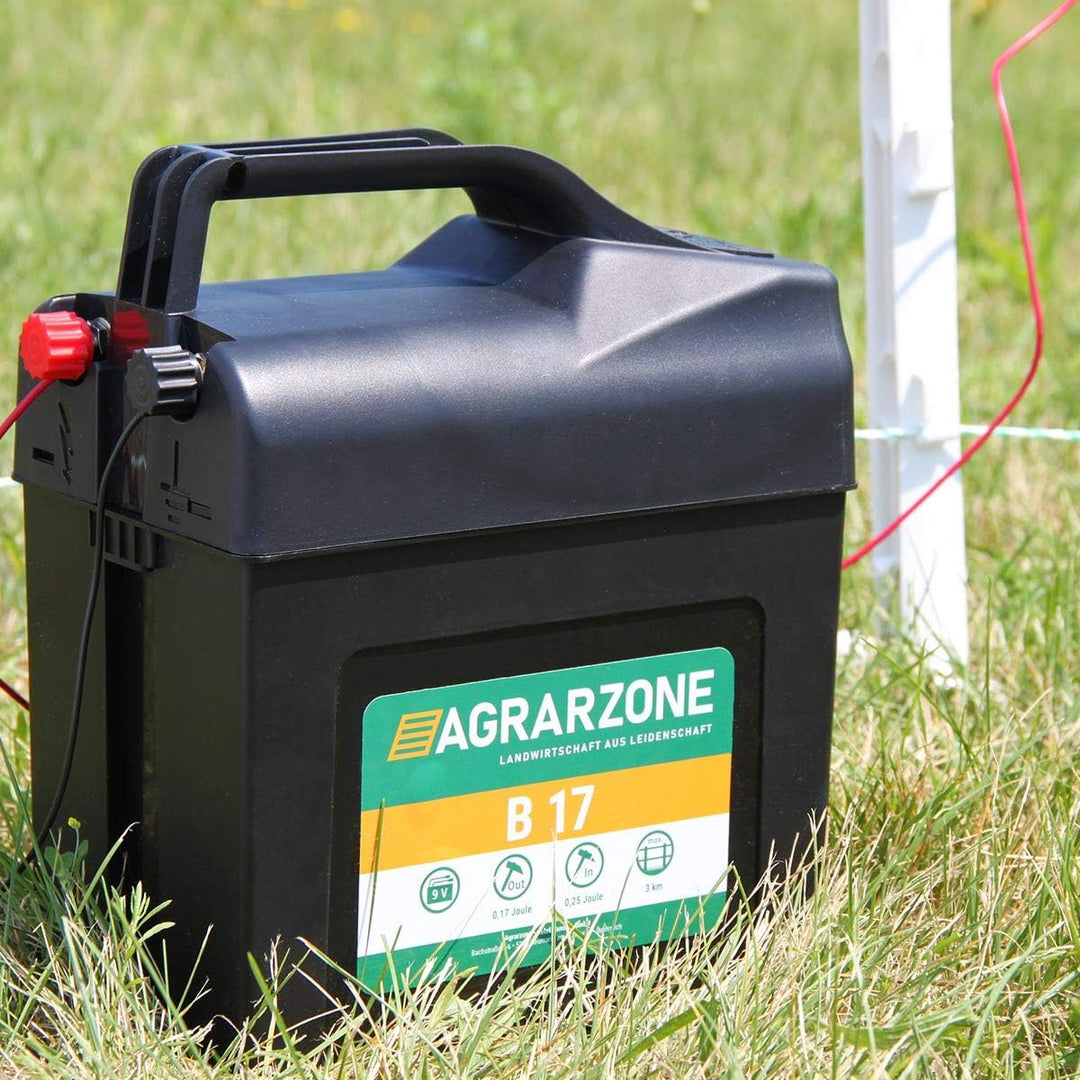 Agrarzone B17 Weidezaungerät 9V/12V, 0,25 Joule | Elektrozaungerät für Batterie | Optimale Weidezaun