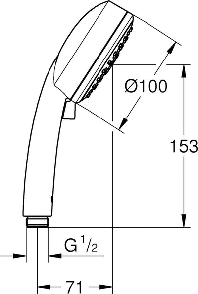 GROHE Vitalio Comfort 100 - Handbrause (wassersparend, 3 Strahlarten, Universal Befestigungssystem,