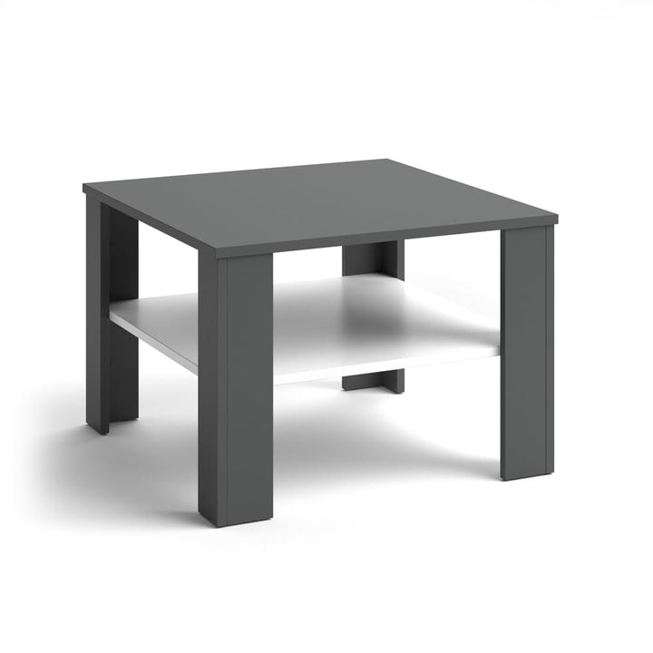 Vicco Couchtisch Homer, Weiss/Anthrazit, 60 x 60 cm | zur Aufbewahrung von Zeitschriften und Fernbed