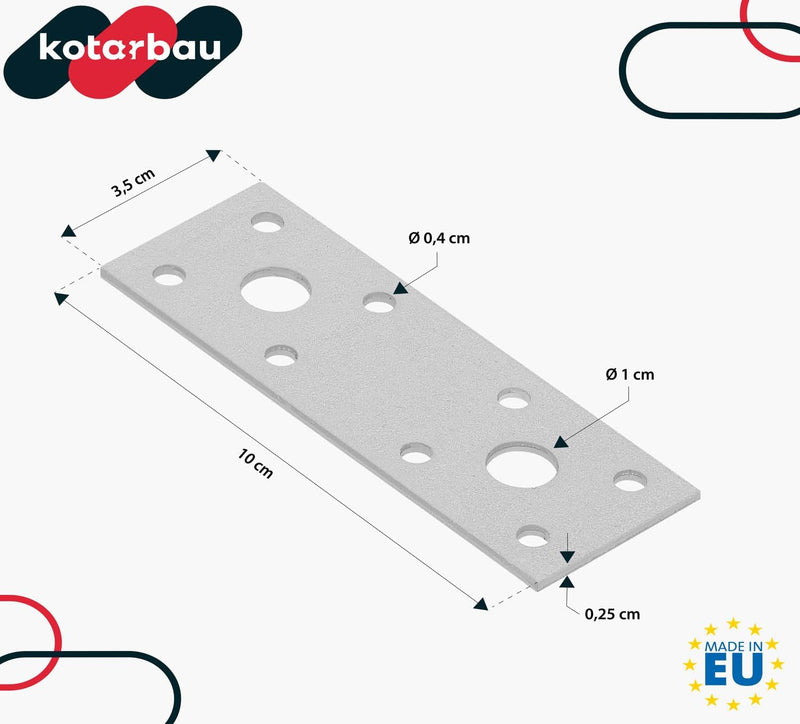 KOTARBAU Lochplatten 96 x 40 mm Verzinkt Silber Flachverbinder Holzverbinder Innen – Aussenbereich L