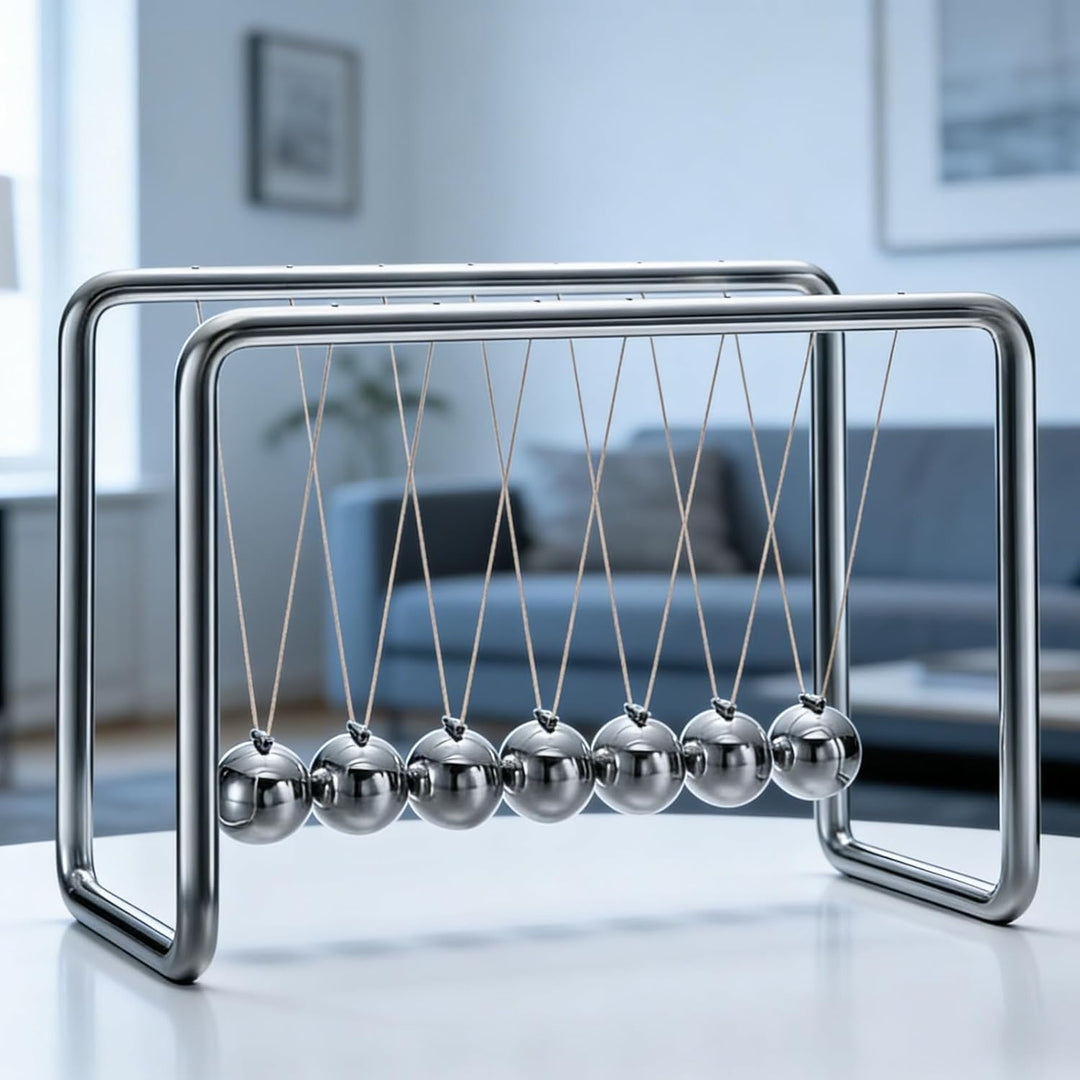 Generisch Newton Pendel, Newton Cradle mit 7 Kugeln aus Edelstahl - Klassisches Kugelstosspendel, Un