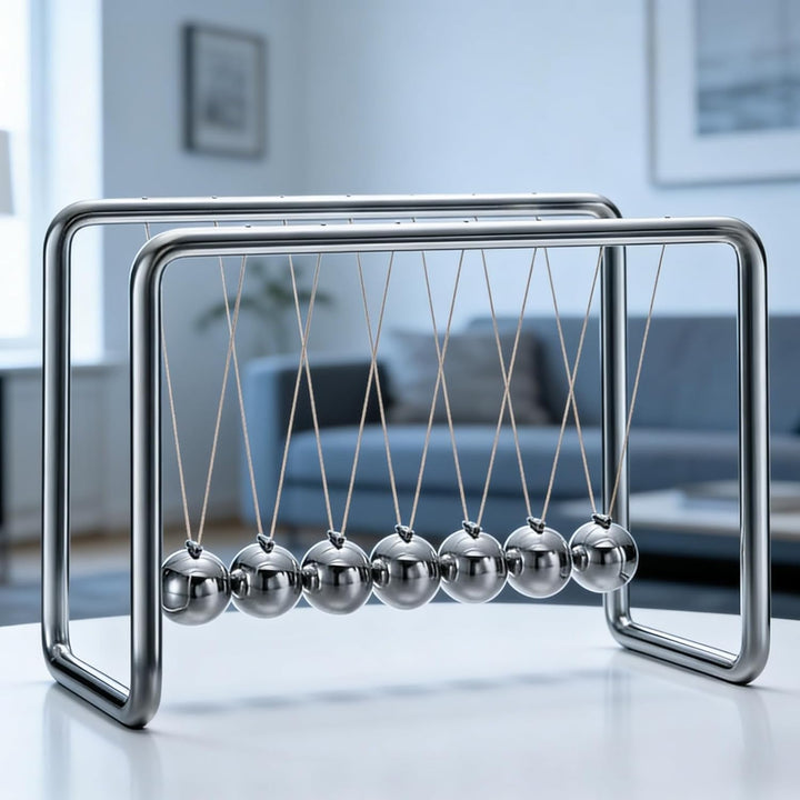Generisch Newton Pendel, Newton Cradle mit 7 Kugeln aus Edelstahl - Klassisches Kugelstosspendel, Un