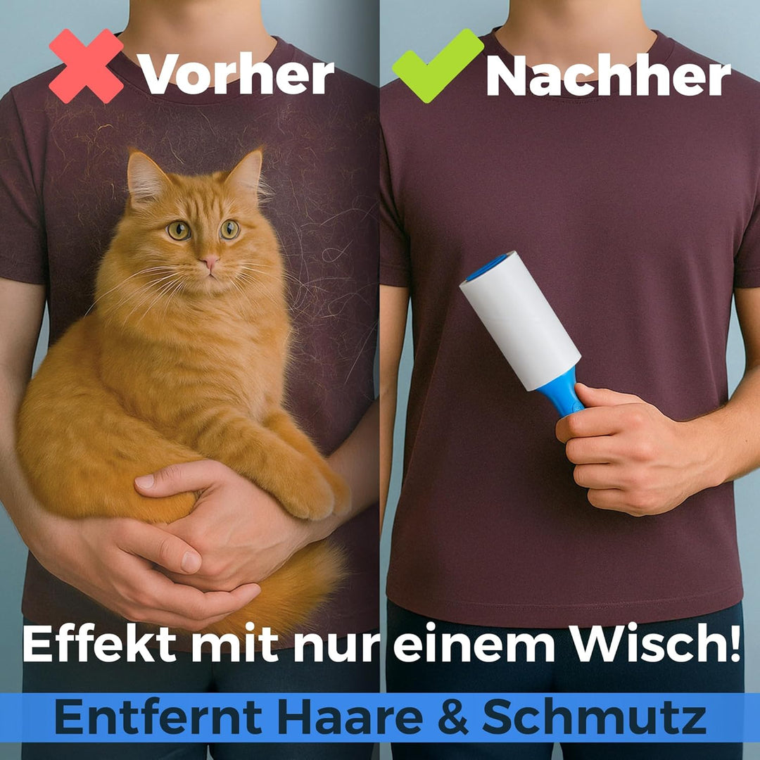PetLovers Fusselrolle Tierhaare Extra klebrig 420 Blatt – Fusselrasierer Tierhaarentferner für Kleid