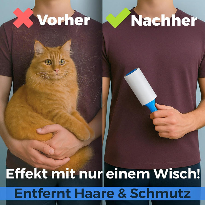 PetLovers Fusselrolle Tierhaare Extra klebrig 420 Blatt – Fusselrasierer Tierhaarentferner für Kleid