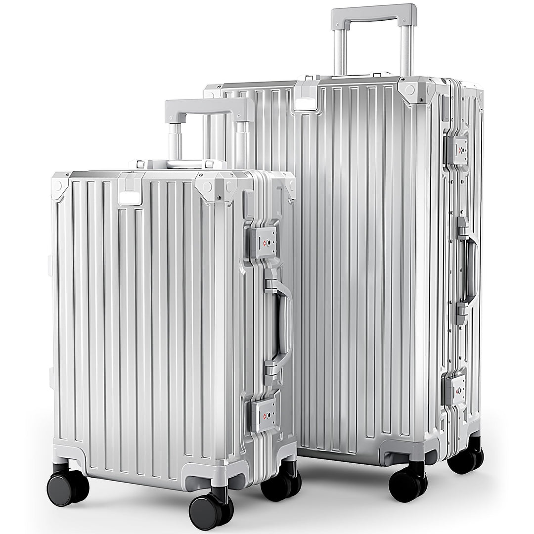 ALPHA CAMP Koffer Set M L Hartschalenkoffer Set Mittelgross mit Rollen Suitcase Set Polycarbonat Alu