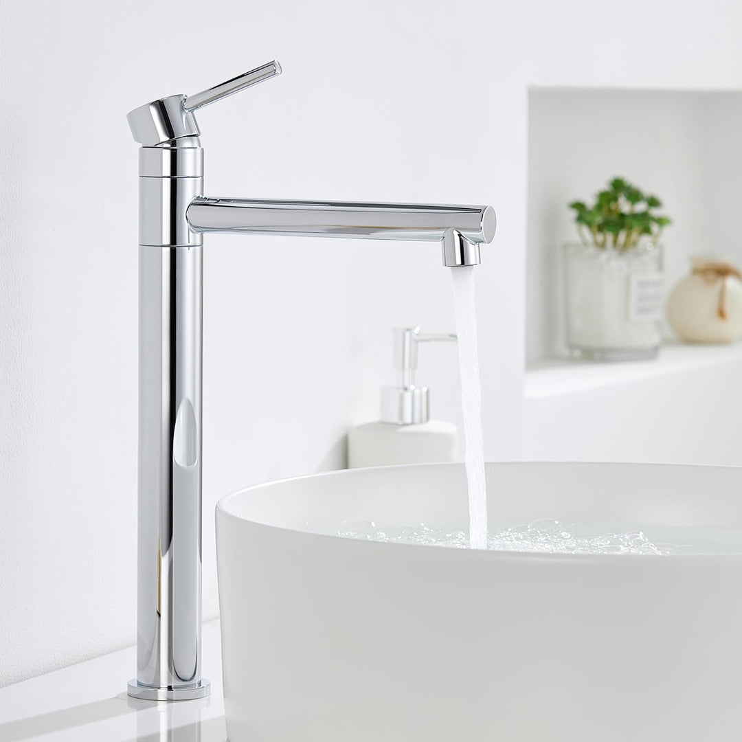 HanCrobiyx Wasserhahn Bad Hoch, Waschtischarmatur Aufsatzwaschbecken Armatur Badezimmer 360° Drehbar