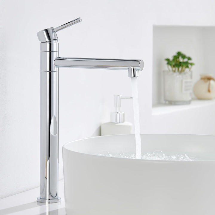 HanCrobiyx Wasserhahn Bad Hoch, Waschtischarmatur Aufsatzwaschbecken Armatur Badezimmer 360° Drehbar
