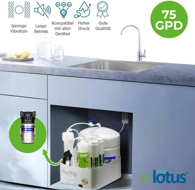 Booster Pumpe Umkehrosmose Wasserfilter Anlage 75-200-400-600 GPD (75gpd), 75gpd