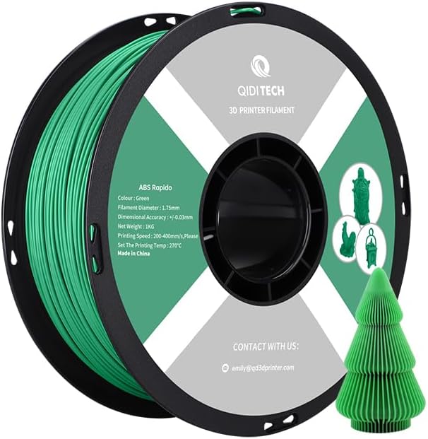 QIDI TECH ABS Rapido Filament 1.75mm, 3D Drucker Filament ABS 1kg Spule (2.2lbs), geeignet für Hochg