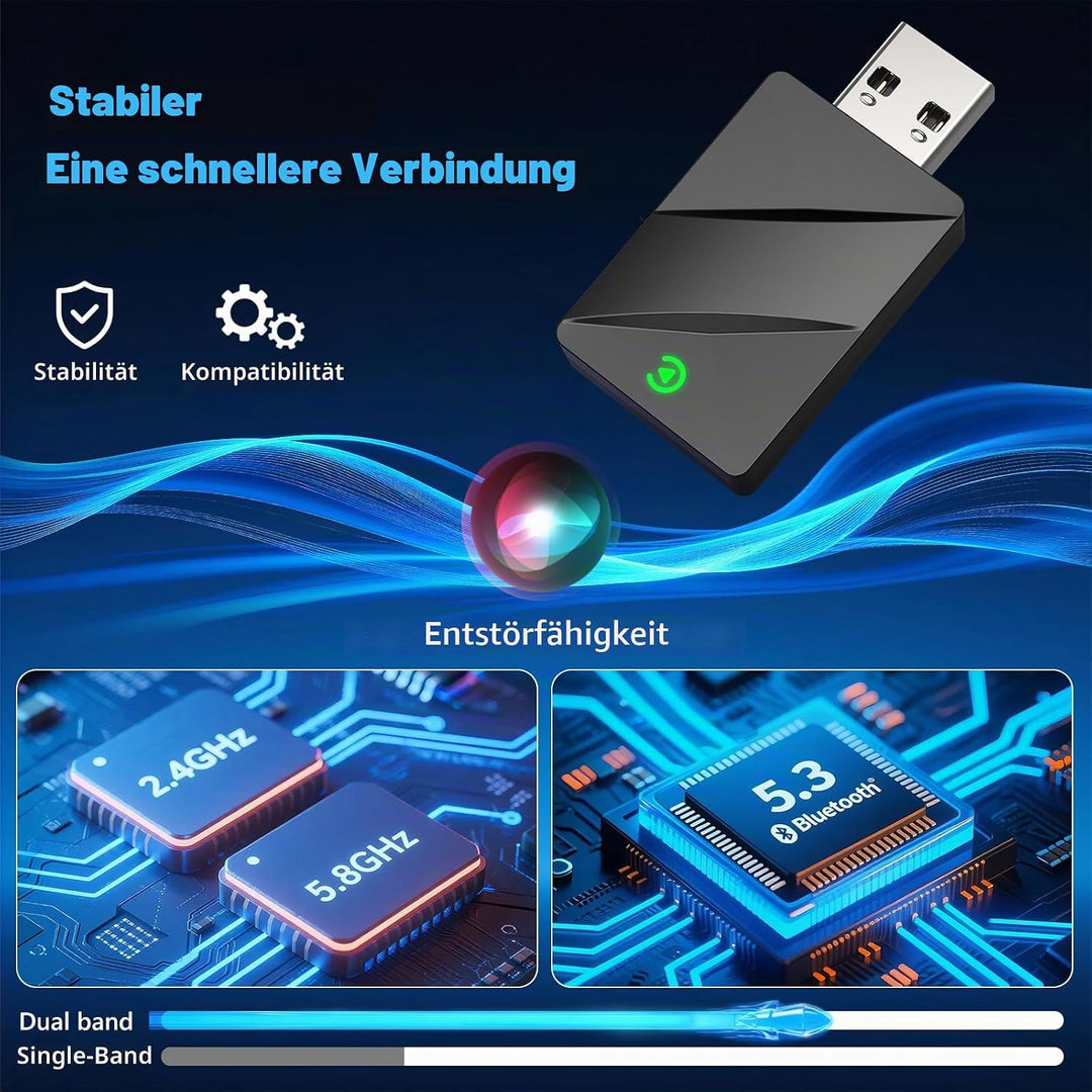 2-in-1 Wireless CarPlay & Android Auto Adapter, 5.8GHz Hochgeschwindigkeit & Stabilität, Plug & Play
