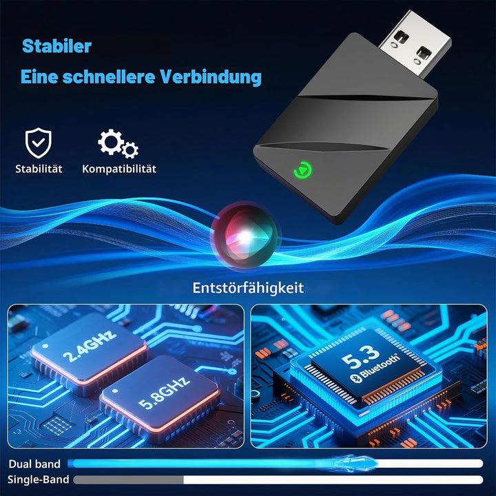 2-in-1 Wireless CarPlay & Android Auto Adapter, 5.8GHz Hochgeschwindigkeit & Stabilität, Plug & Play