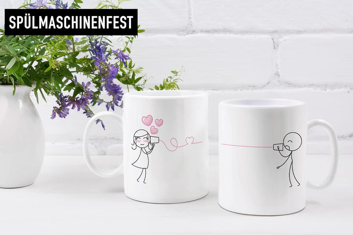 Trendation - Fernbeziehung Geschenk Tassen Set Partner Liebe Geschenk für Freundin Freund Liebesgest