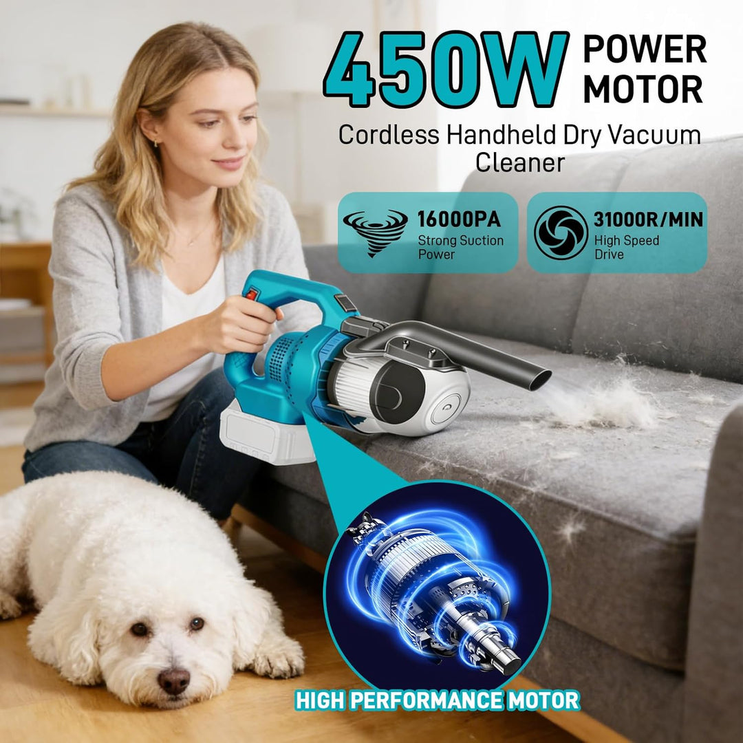 Akku Handstaubsauger für Makita 18V, 16000 Pa Staubsauger mit 0,7L Grosser Staubbehälter, 5-in-1 Tra