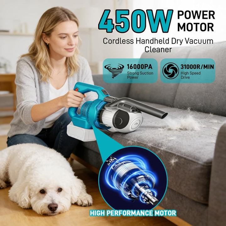 Akku Handstaubsauger für Makita 18V, 16000 Pa Staubsauger mit 0,7L Grosser Staubbehälter, 5-in-1 Tra