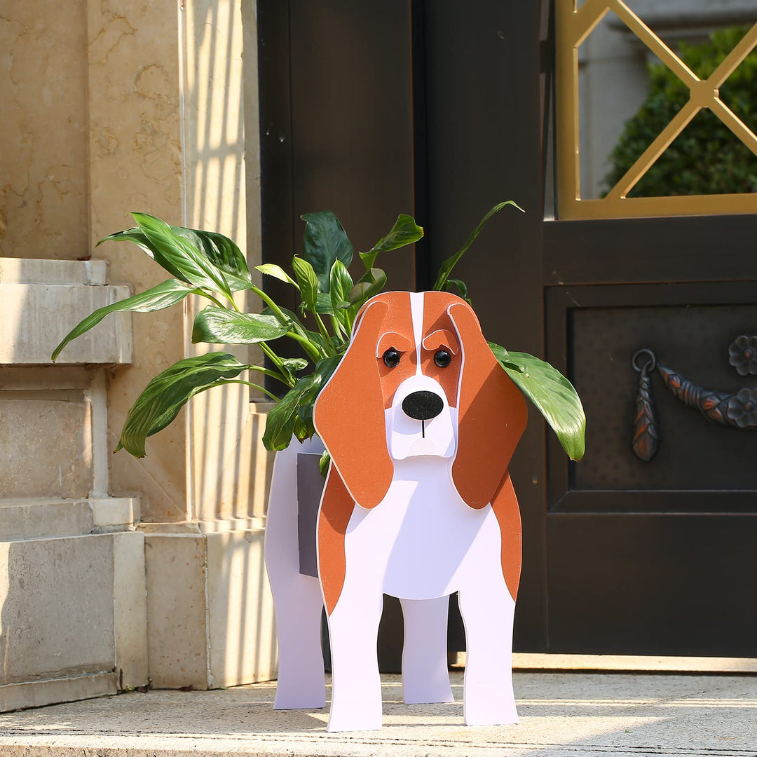 Gochoi Kleiner Beagle Hund Blumentopf Geschenke Pflanzkübel PVC Rechteckig Blumentöpfe Tier für Den