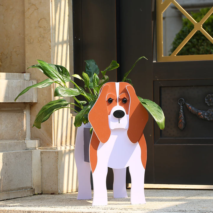 Gochoi Kleiner Beagle Hund Blumentopf Geschenke Pflanzkübel PVC Rechteckig Blumentöpfe Tier für Den