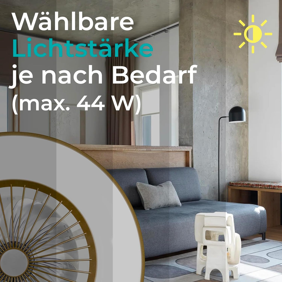 Noaton Deckenventilator mit Beleuchtung 11056CR Vega, LED Dimmbar max 40 W, 3 Farbtemperaturen, Fern