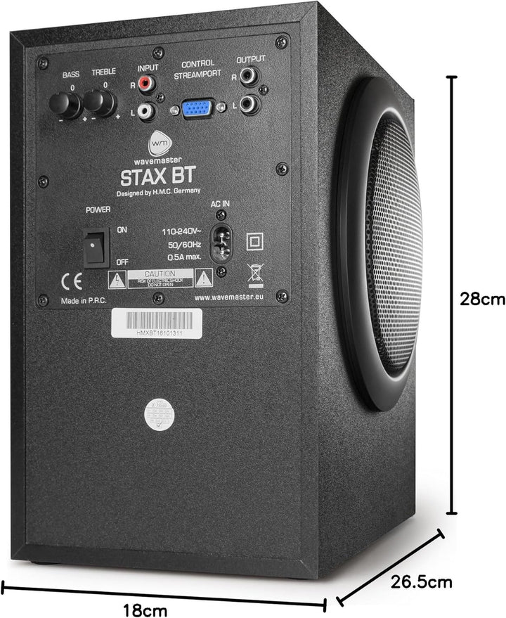 Wavemaster STAX 2.1 Lautsprecher System (46 Watt) Aktiv-Boxen für TV/Tablet/Smartphone/PC schwarz (6